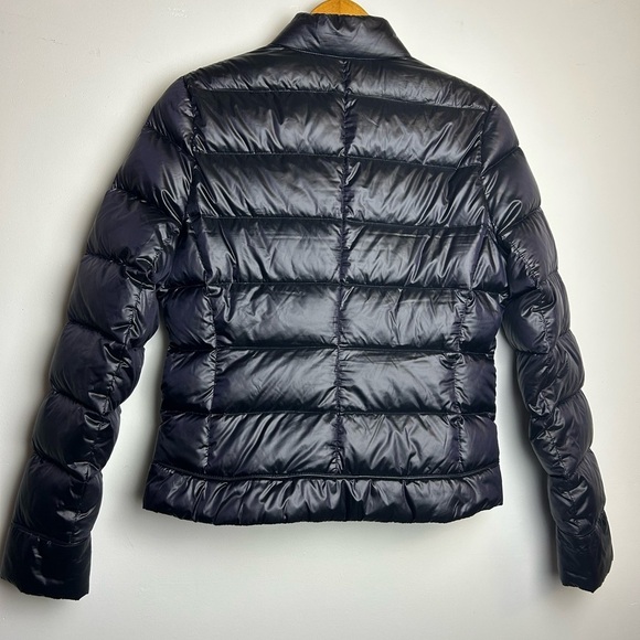Y2K Bebe Down Puffer Bomber Jacket Women's Sp Black Shiny Purple inside pocket - Picture 5 of 16